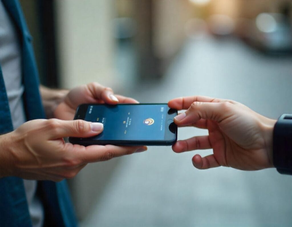 Comerciante recebendo pagamento por aproximação. Foto: Freepik IA