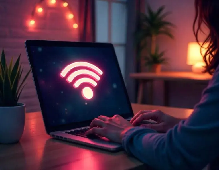 Imagem ilustrativa de um notebook procurando sinal Wi-Fi. Foto: Freepik IA.