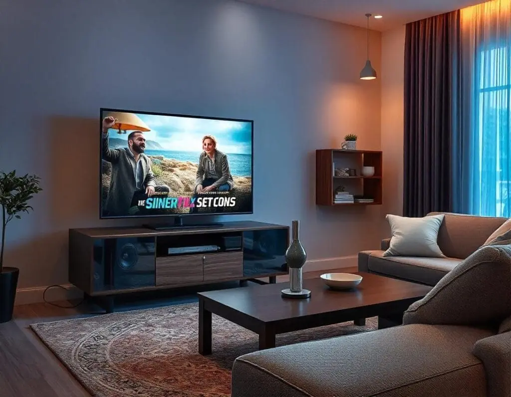 Imagem de uma TV ligada com cabo RCA para transmitir som. Foto: Freepik IA.