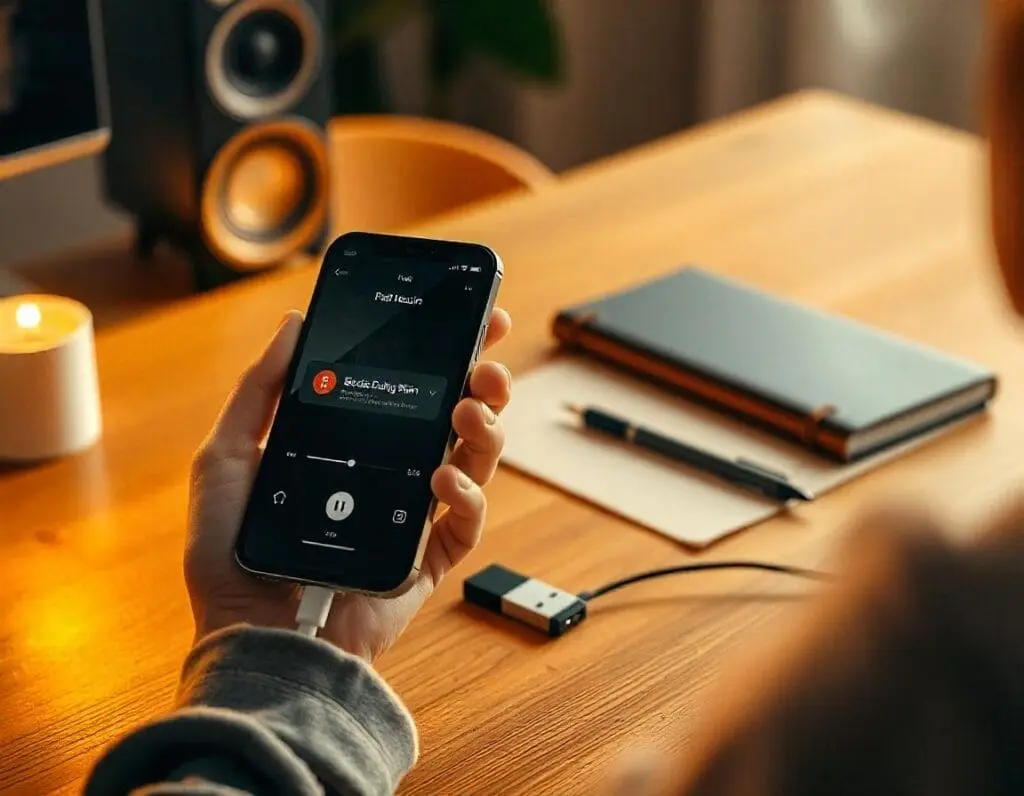Imagem de transferência de música do celular para pen drive. Foto: Freepik IA.