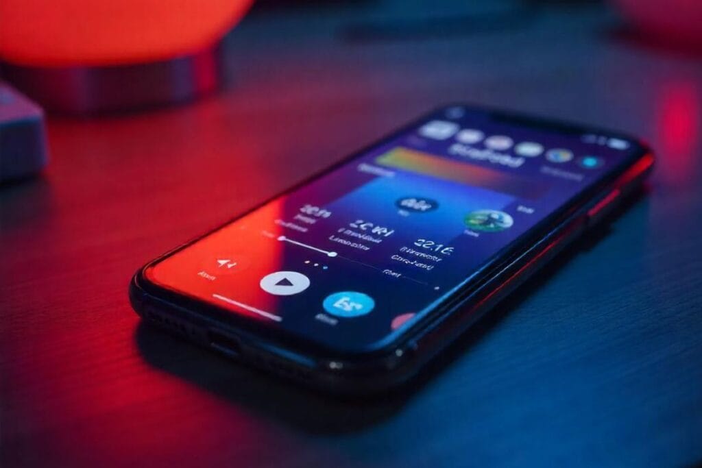 Imagem ilustrativa de um celular com apps de edição de vídeo. Foto: Freepik IA.