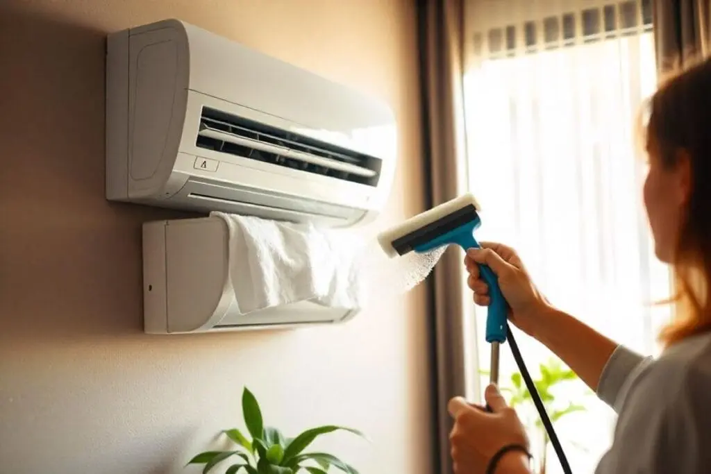 Imagem ilustrativa de higienização ar condicionado. Foto: Freepik IA.