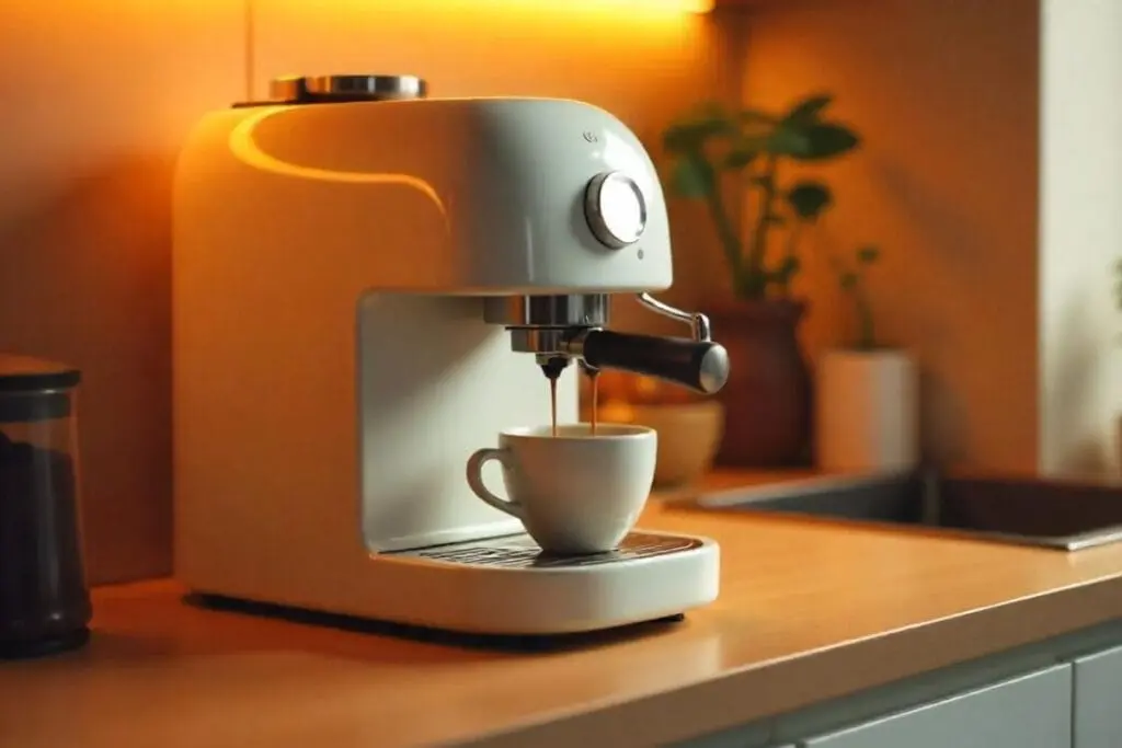 Imagem ilustrativa de uma máquina de café expresso. Foto: Freepik IA.