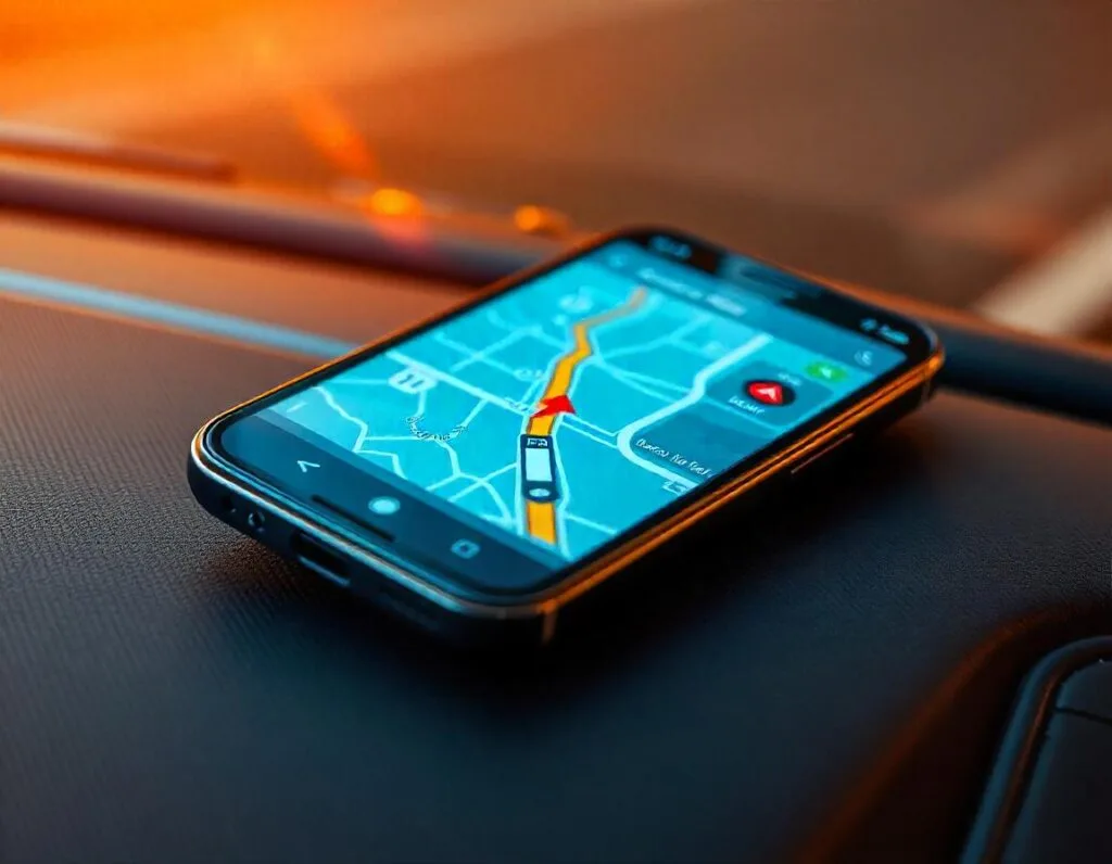 Imagem de um aplicativo de GPS para celular. Foto: Freepik IA.