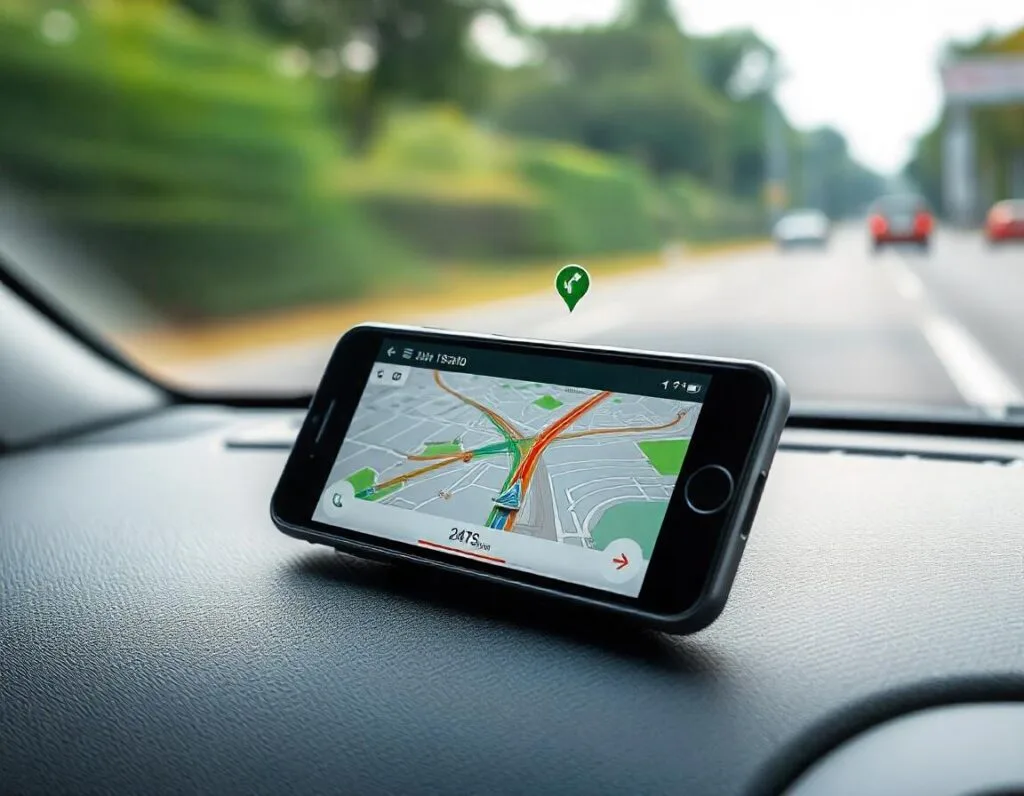 Imagem ilustrativa de um app de GPS para smartphone. Foto: Freepik IA.