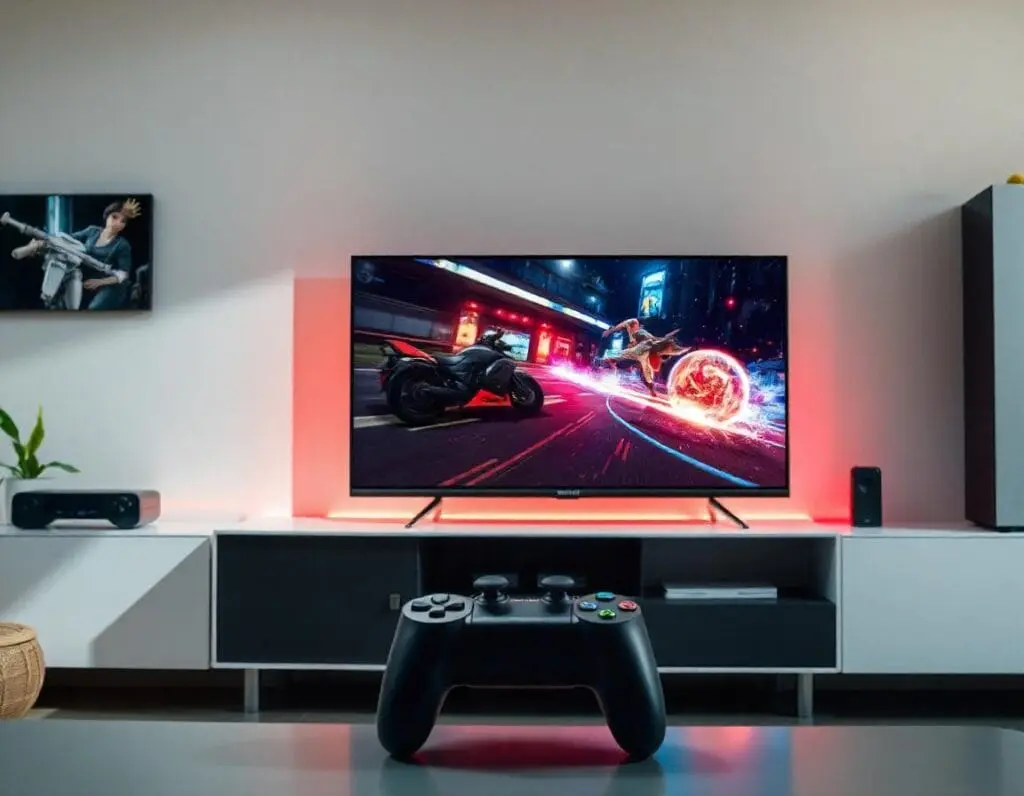 Imagem sobre o conceito de uma TV Gamer. Foto: Freepik IA.