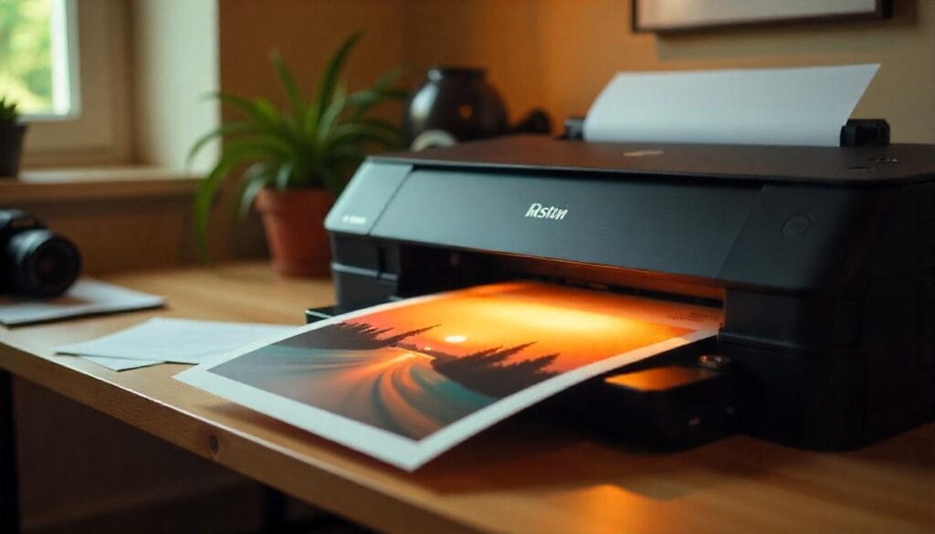 Imagem sobre uma impressora para imprimir fotos. Foto: Freepik IA.