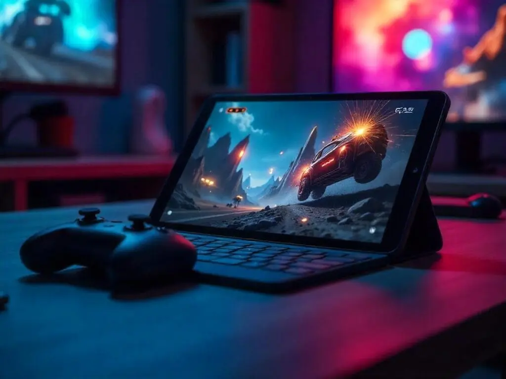 Imagem ilustrativa de um tablet para jogos. Foto: Freepik IA.