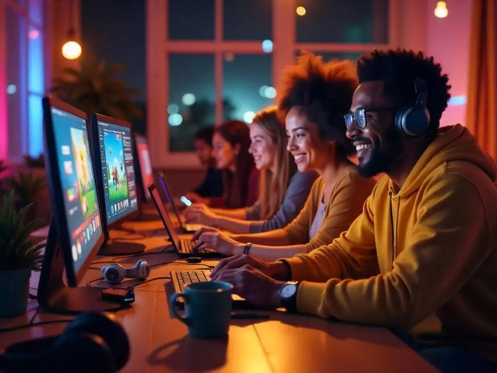 Imagem de amigos jogando online. Foto: Freepik IA.