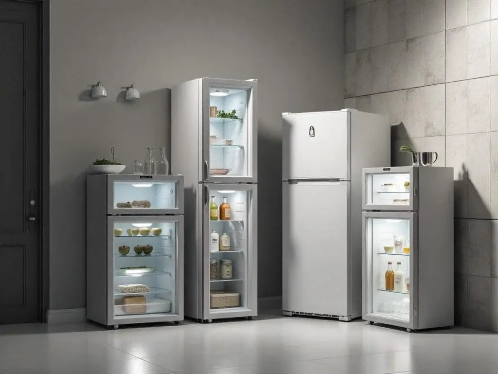 Imagem sobre os principais modelos de frigobares. Foto: Freepik IA.