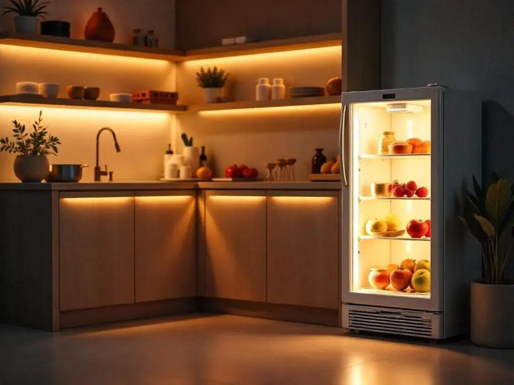 Imagem ilustrativa de um frigobar. Foto: Freepik IA.