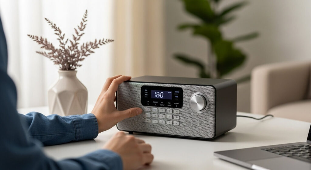 como sintonizar rádio fm na caixa de som