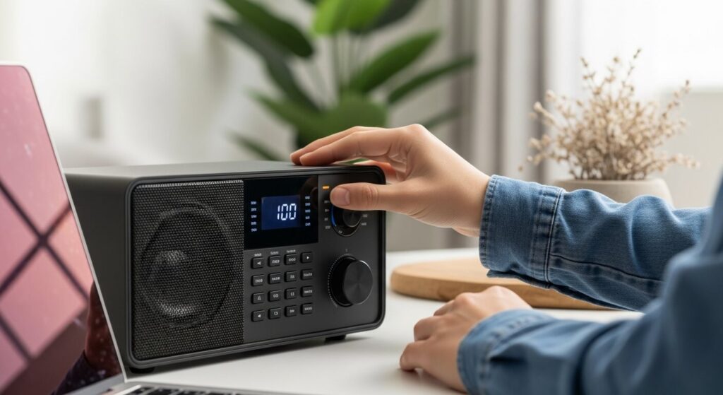 como sintonizar rádio fm na caixa de som