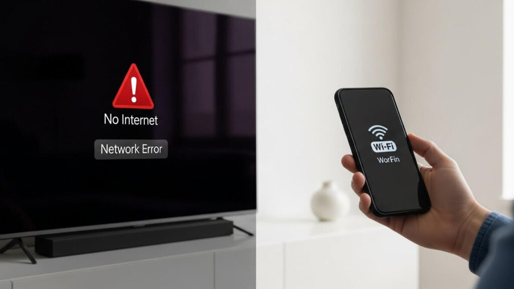 internet funciona no celular mas não na tv