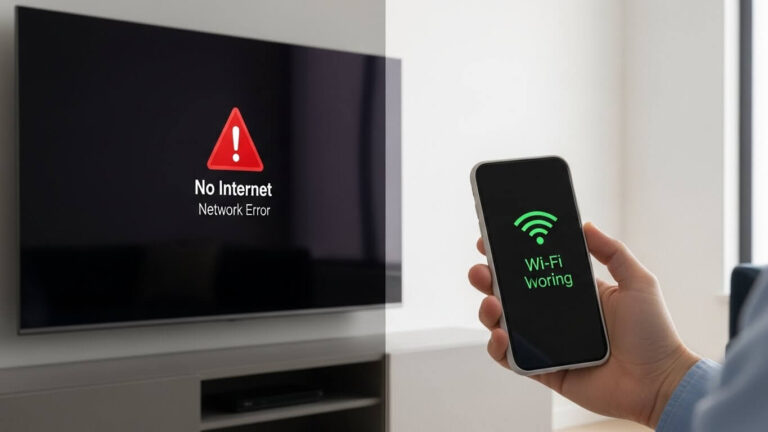 internet funciona no celular mas não na tv
