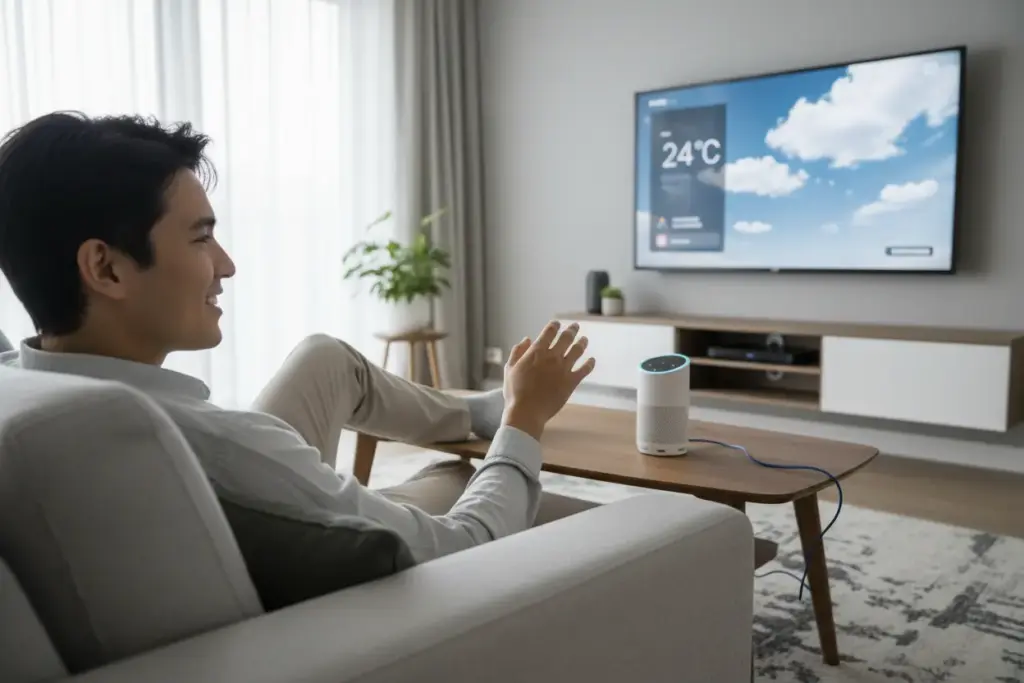 usando comandos de voz alexa bixby google assistant