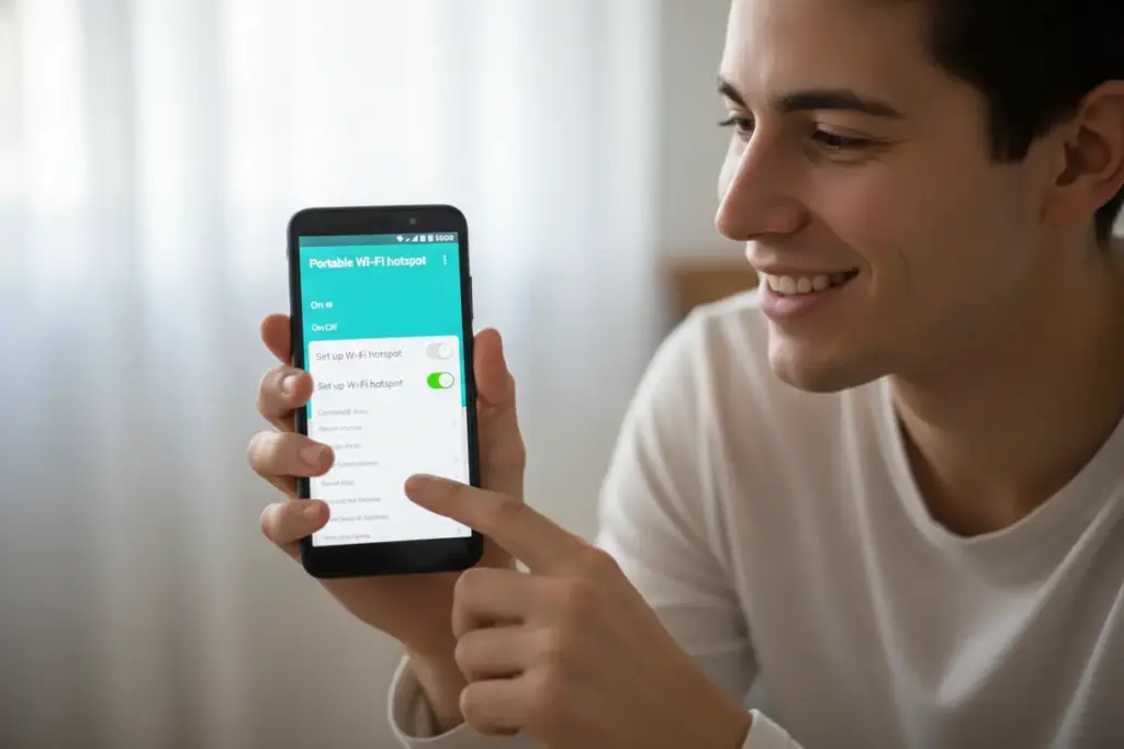 Ativando ponto de acesso Wi-Fi em celular Android