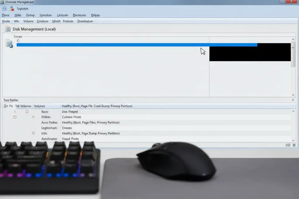 Interface do Gerenciamento de Disco do Windows para expansão