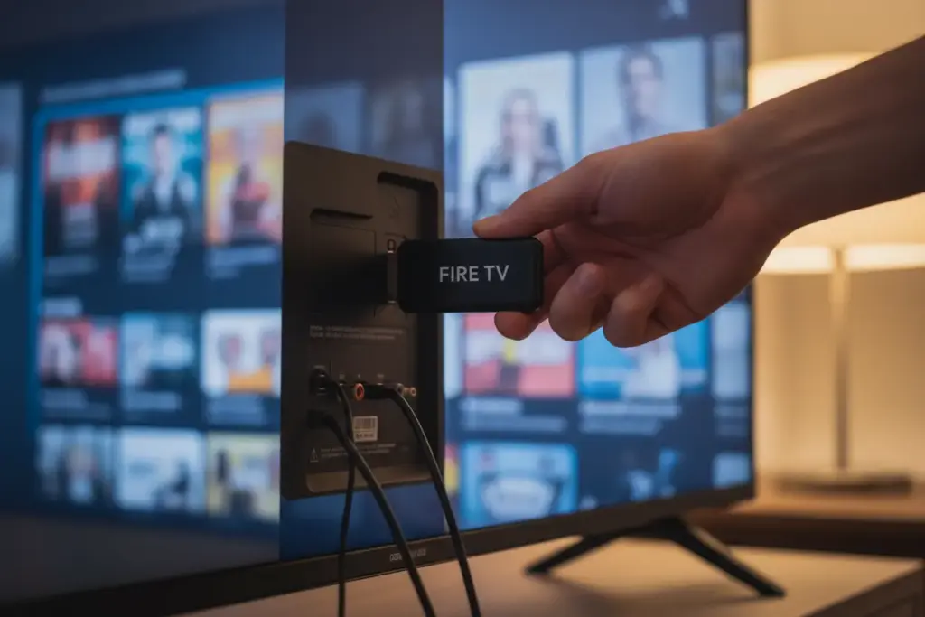 Conectando um dongle HDMI na entrada traseira da TV