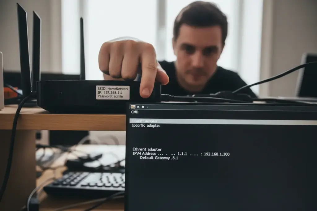 Localizando o endereço IP do roteador no sistema.
