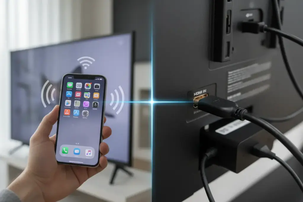Diferentes métodos de espelhamento de celular na TV