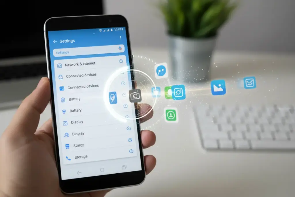 Tela de um smartphone Android mostrando configurações de otimização de jogos