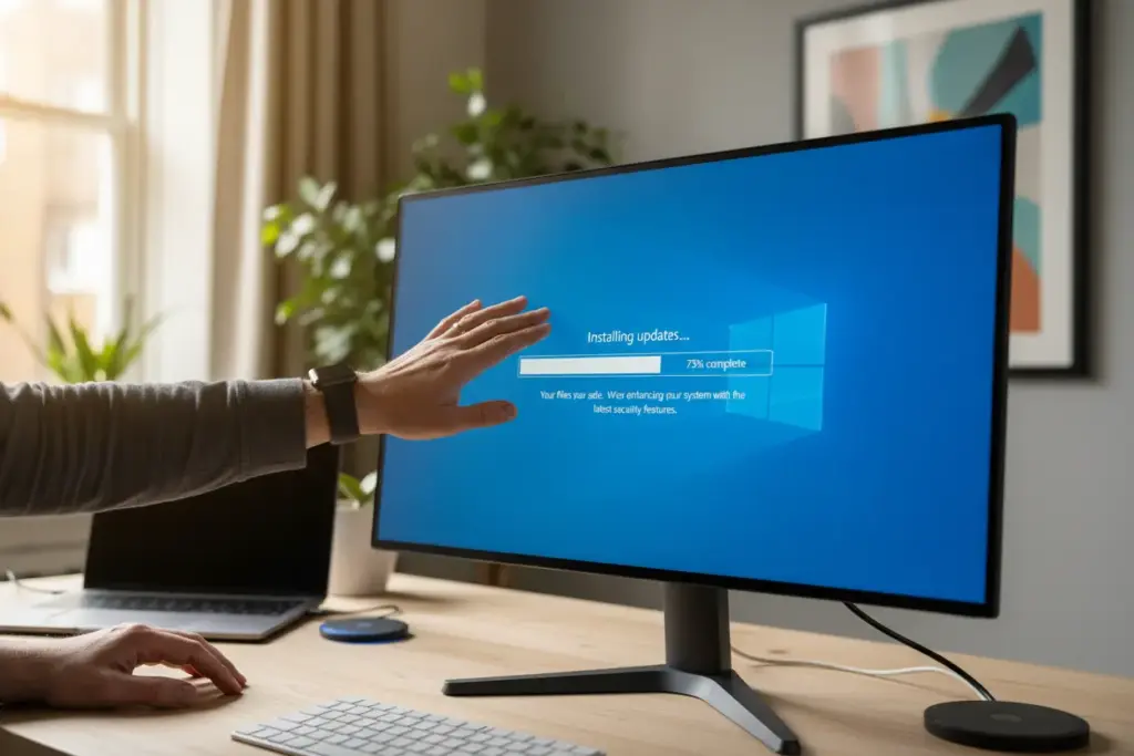 Interface do Windows Update mostrando que o sistema está atualizado.