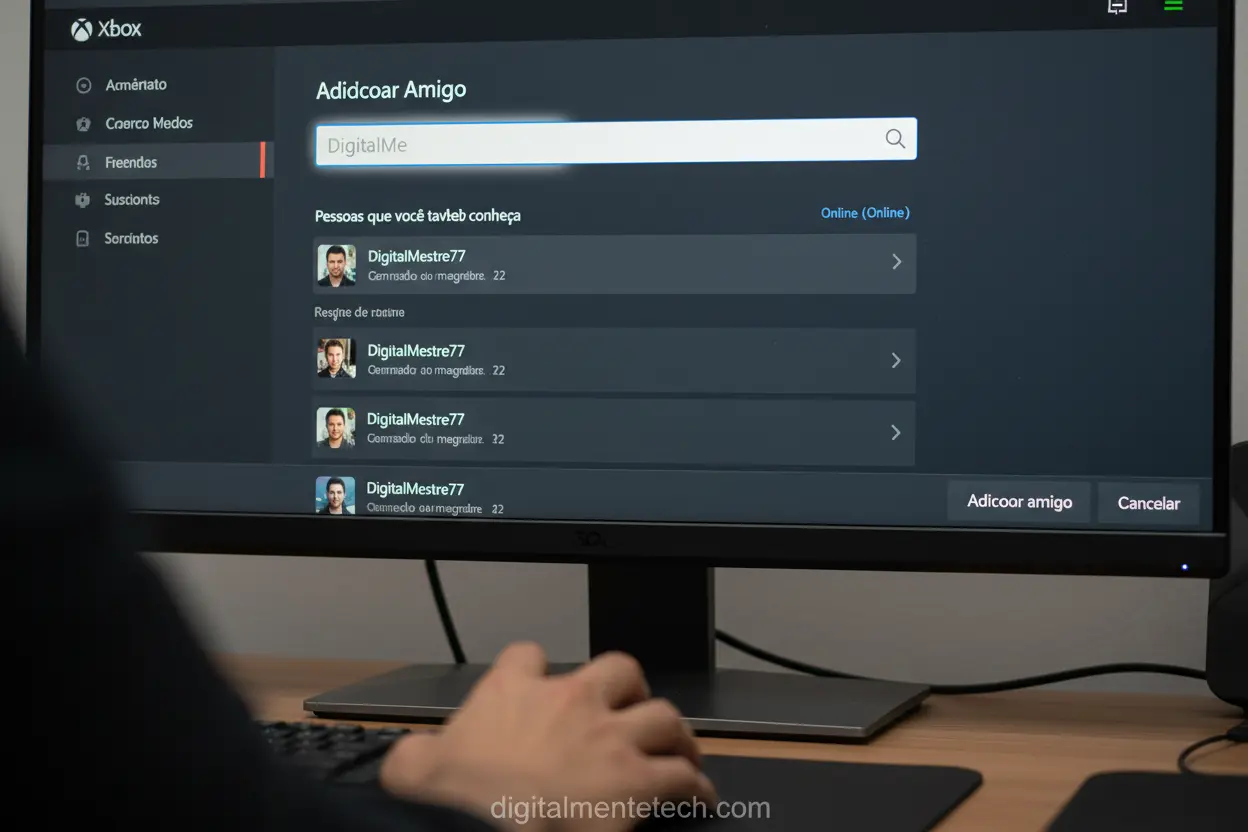 Iniciando o Aplicativo Xbox no PC Mão apontando para o ícone do aplicativo Xbox na área de trabalho do Windows.