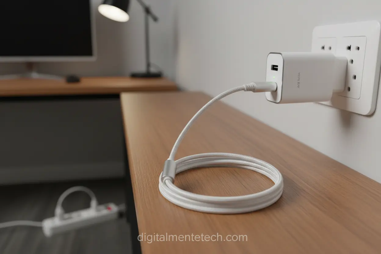 Cabo USB e adaptador de energia para celular