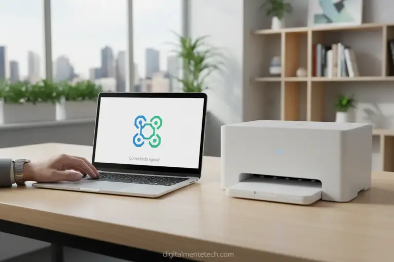 Home 10 Notebook e impressora conectados