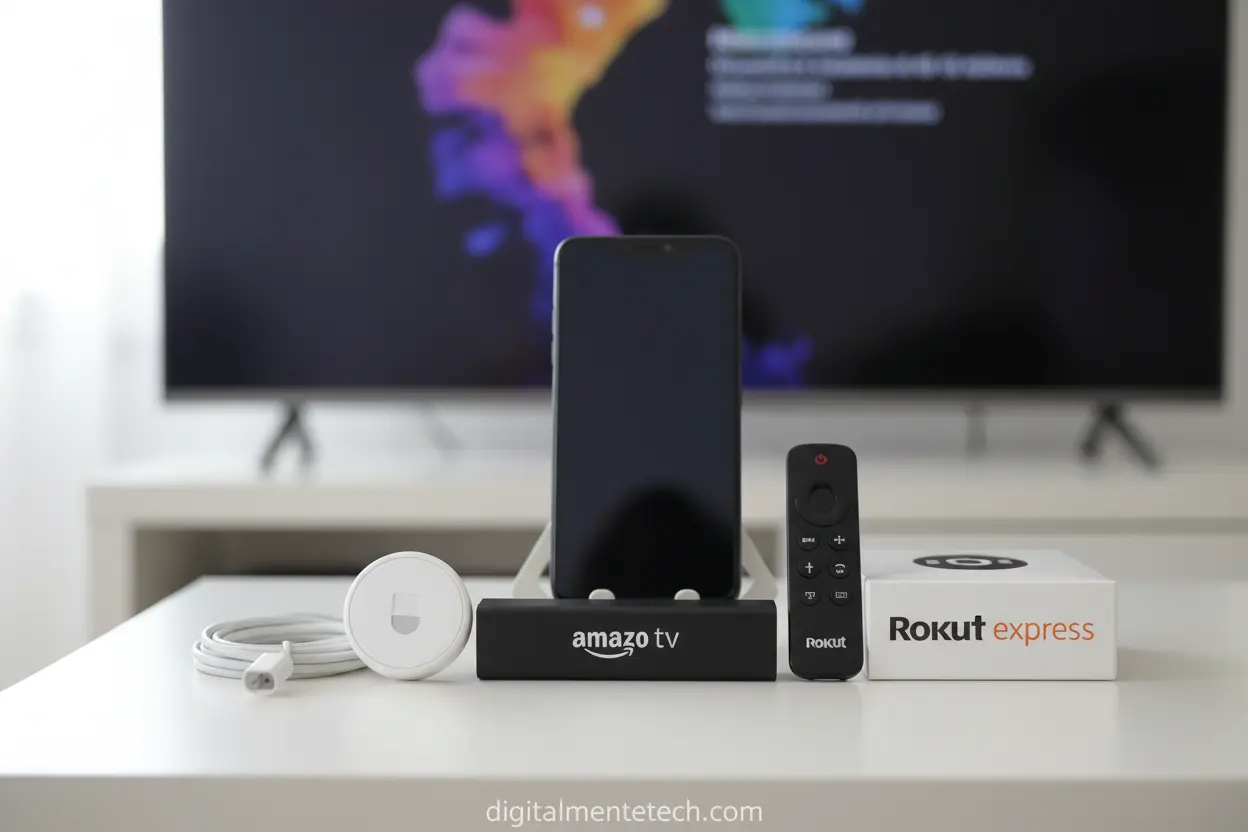 Dispositivos como Chromecast e Fire TV Stick para transformar a TV em Smart com o celular.