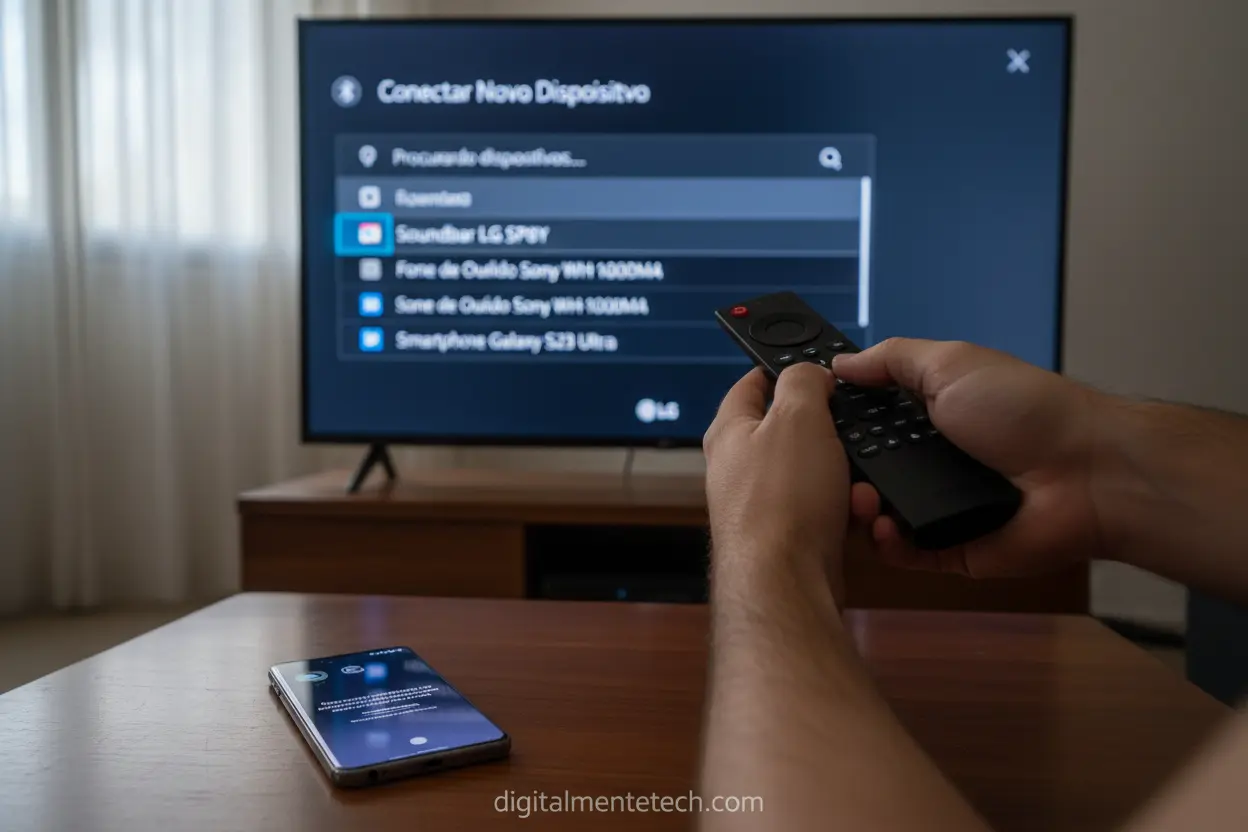 Emparelhando Celular e TV LG Menu de conexão Bluetooth em TV LG