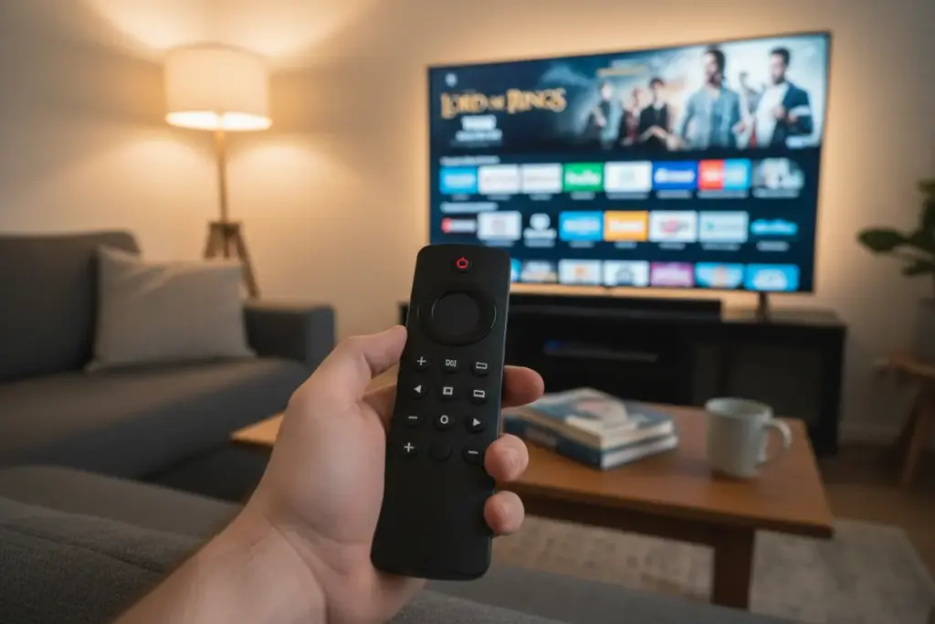 Fire TV Stick conectado e funcionando na televisão