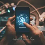 Pessoa frustrada com smartphone travado na inicialização