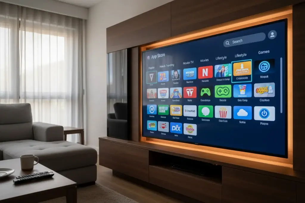 Interface da loja de aplicativos da Smart TV Samsung