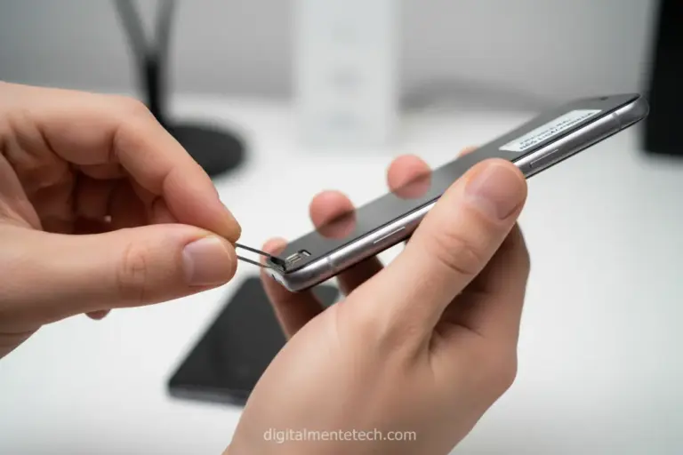 Mãos verificando smartphone para problemas
