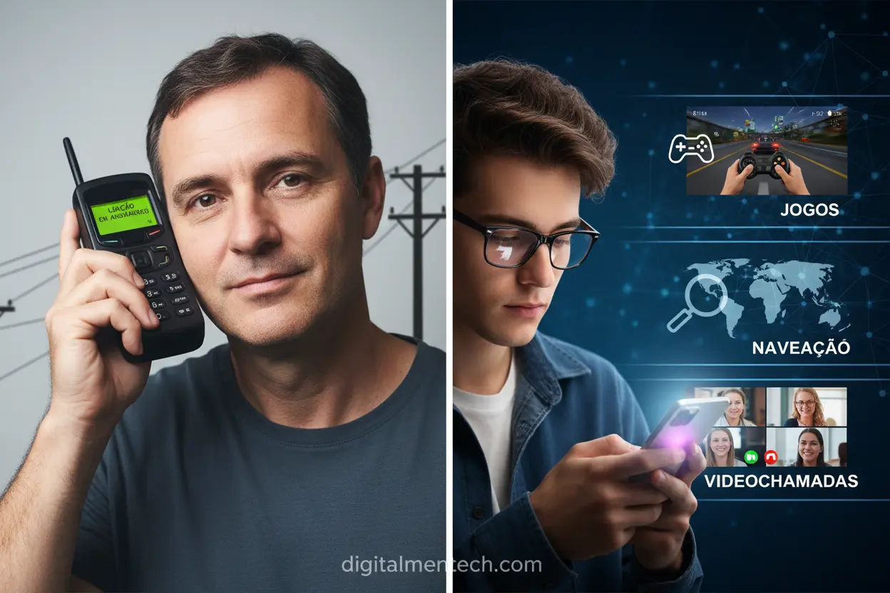 Celular tradicional com teclado físico e tela pequena