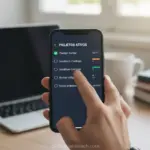 Smartphone exibindo um aplicativo de gerenciamento de tarefas.