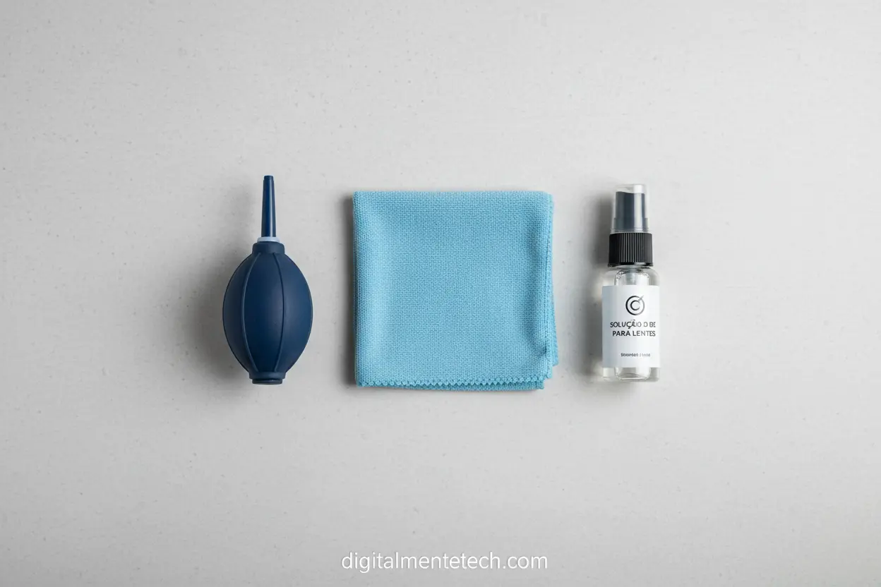 Materiais recomendados para limpar a lente da camera do celular.